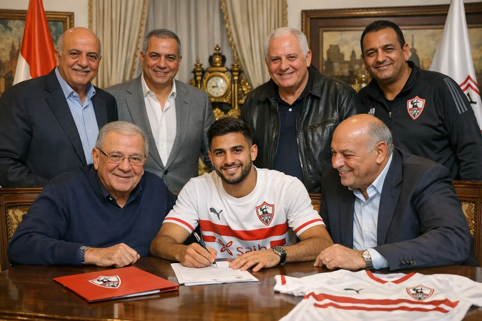 انفراد .. في منزل ممدوح عباس.. صفقة الموسم يوقع العقود مع الزمالك