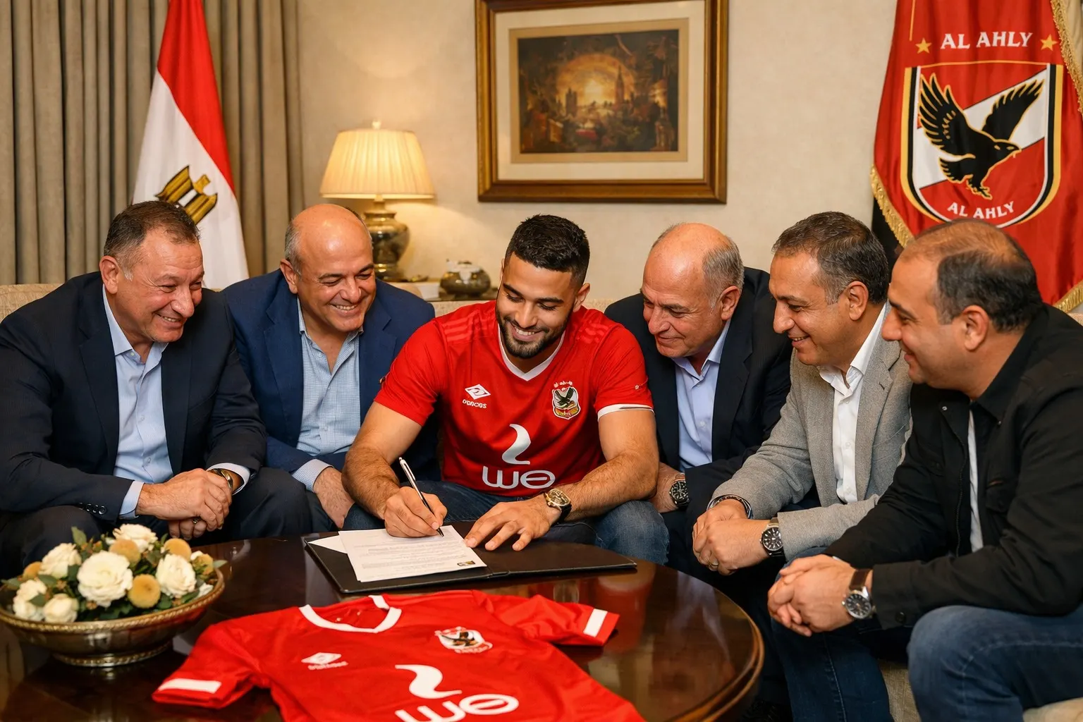 انفراد .. في منزل ياسين منصور.. صفقة الموسم يوقع العقود مع الاهلي